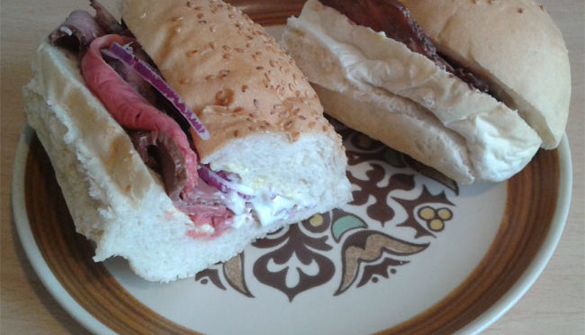 Roast Beef with Wasabi Mayonnaise and Red Onion