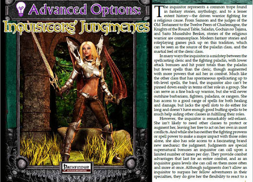 A Review of the Role Playing Game Supplement Advanced Options: Inquisitors’ Judgements
