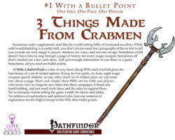 A Review of the Role Playing Game Supplement #1 With a Bullet Point: 3 Things Made From Crabmen