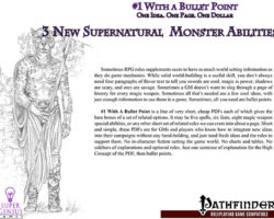 A Review of the Role Playing Game Supplement #1 With a Bullet Point: 3 New Supernatural Monster Abilities