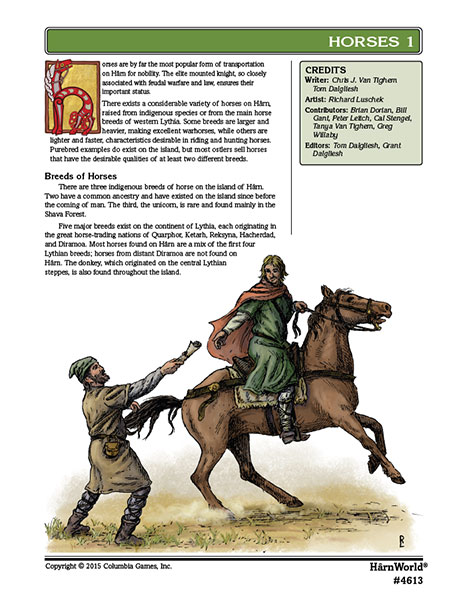 A Review of the Role Playing Game Supplement Horses