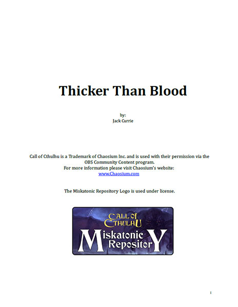 A Review of the Role Playing Game Supplement Thicker Than Blood