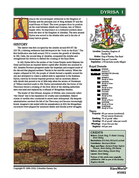 A Review of the Role Playing Game Supplement Dyrisa Castle