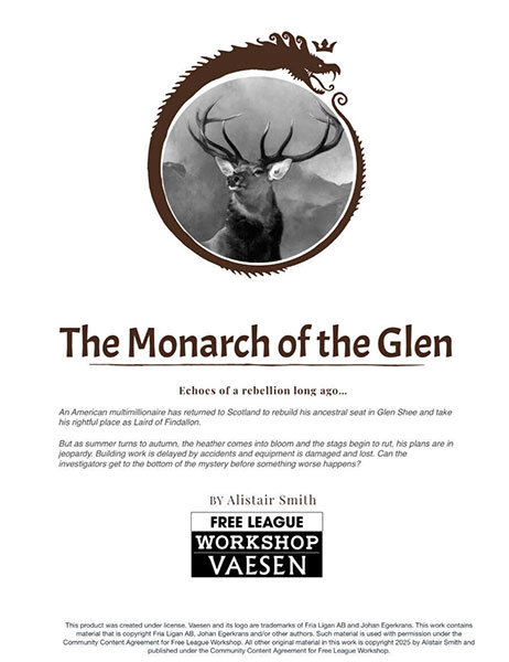 A Review of the Role Playing Game Supplement The Monarch of the Glen – a Vaesen adventure in Scotland