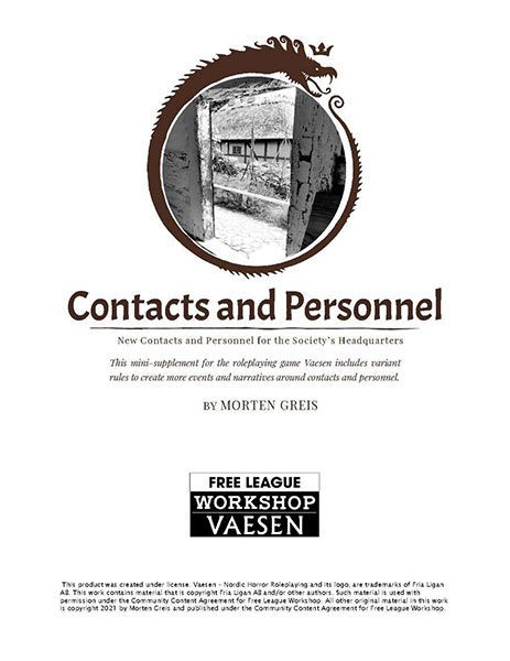 A Review of the Role Playing Game Supplement New Contacts and Personnel for Vaesen